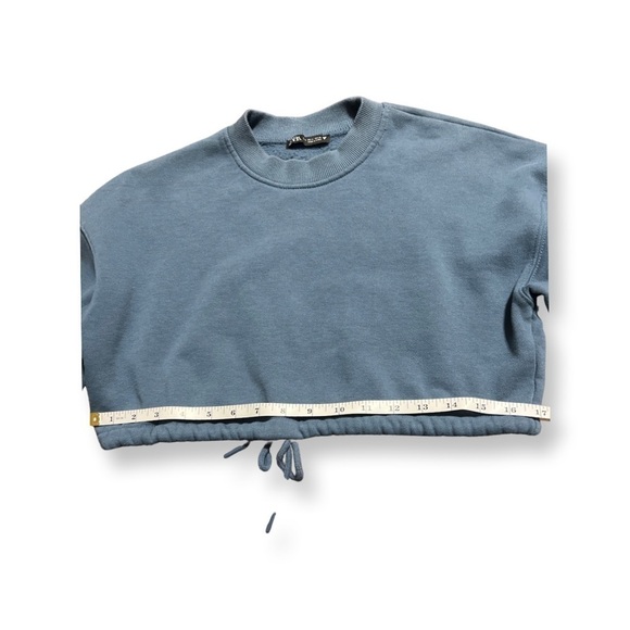 ZARA crop top sweater blue size small cinch feature - Picture 5 of 12